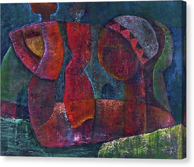 African Art Canvas Print featuring the painting Mother Looks On by Martin Tose 1959-2004