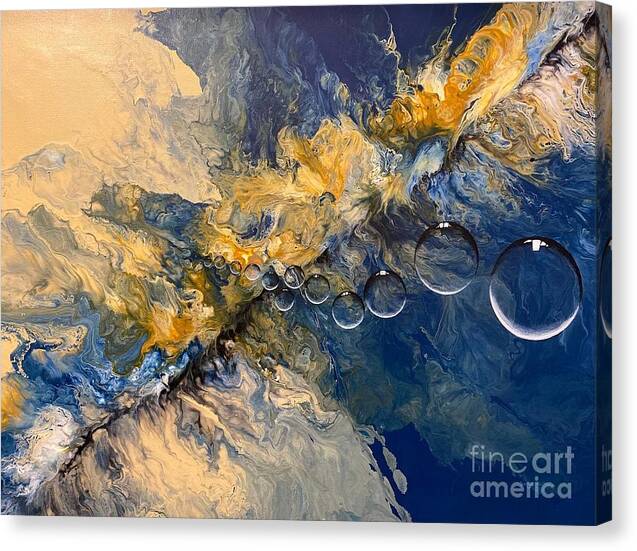 Acrylic Pour Painting Canvas Print featuring the painting Ocean Drop by Sonya Walker