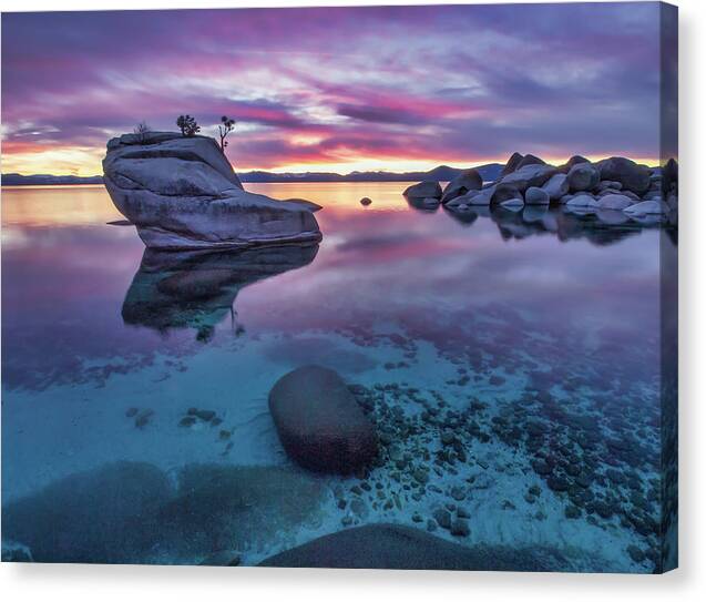 Lake Canvas Print featuring the photograph Sunset Glass by Martin Gollery