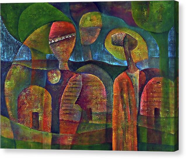 African Art Canvas Print featuring the painting Travelers Then Came by Martin Tose 1959-2004