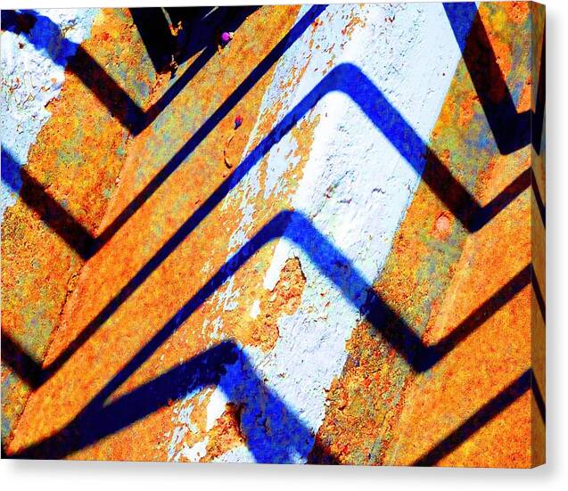 Yellow Canvas Print featuring the digital art Zig Zag by T Oliver