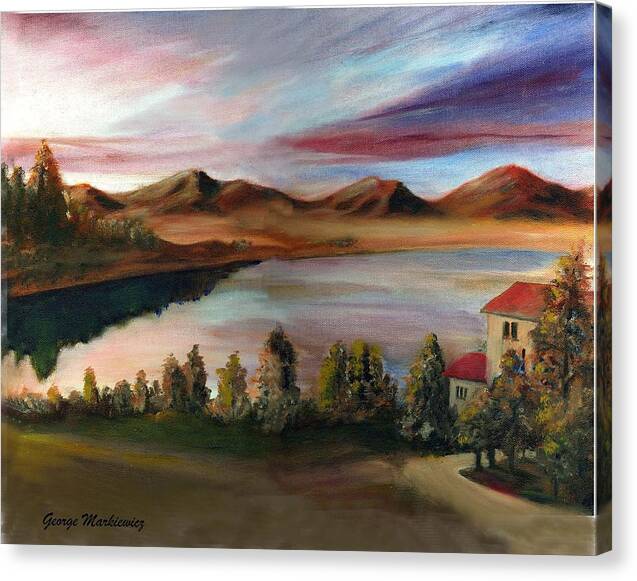 Lake Landscape Canvas Print featuring the print Sunrise Lake by George Markiewicz