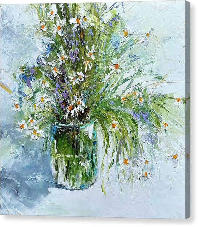 Flowers Canvas Print featuring the painting Morning Flowers by Julia S Powell