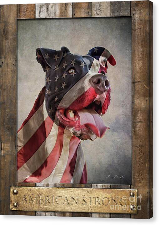 American Strong Canvas Print featuring the digital art American Strong Flag Poster by Tim Wemple