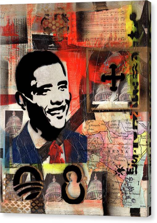 44th President Of The United States Canvas Print featuring the mixed media President Barack Obama by Everett Spruill