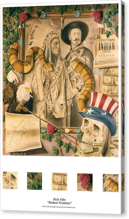 Indians Canvas Print featuring the painting Broken Promises #1 by Rich Milo