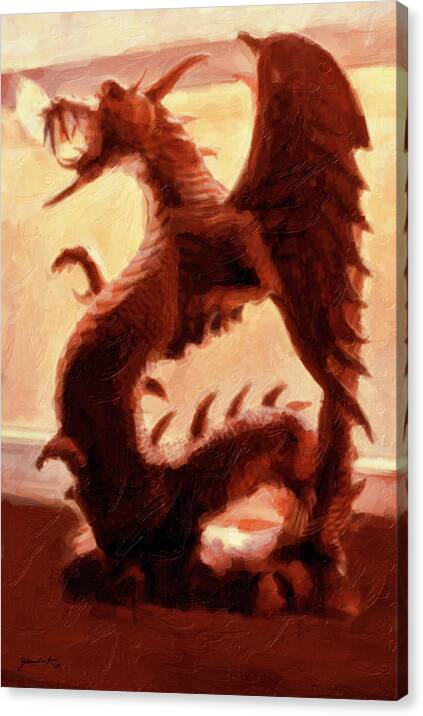 Animal Canvas Print featuring the digital art The Fierce Dragon by Gerlinde Keating
