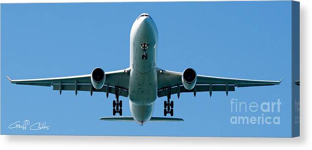 Aircraft Canvas Print featuring the photograph Commercial aircraft at Sydney Airport #2 by Geoff Childs