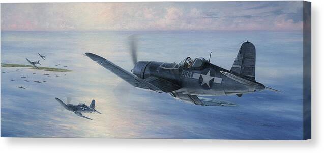 F4u Canvas Print featuring the painting Black Sheep Patrol by Wade Meyers