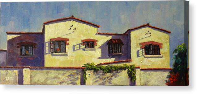Architecture Canvas Print featuring the painting A home in Barranco,Peru Impression by Ningning Li