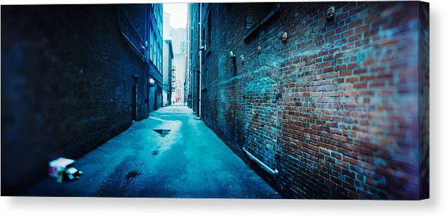 Photography Canvas Print featuring the photograph Buildings Along An Alley, Pioneer by Panoramic Images
