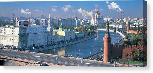 Photography Canvas Print featuring the photograph Buildings At The Waterfront, Moskva by Panoramic Images