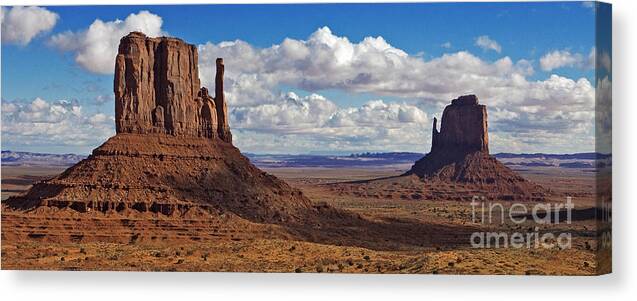 Monument Valley Canvas Print featuring the photograph East and West Mittens by Jerry Fornarotto