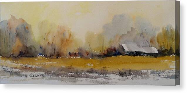Landscape Canvas Print featuring the painting Fields of Gold by Sandra Strohschein