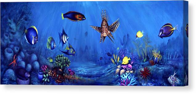 Undersea Canvas Print featuring the painting Happy Family by Lynn Buettner