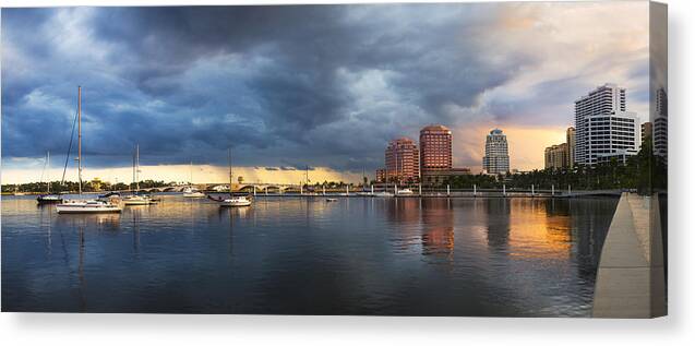 At Canvas Print featuring the photograph Harbor at West Palm Beach by Debra and Dave Vanderlaan