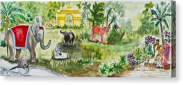 India Canvas Print featuring the painting India Friends by Janis Lee Colon