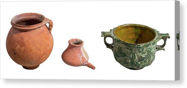 Ancient Canvas Print featuring the photograph Nabatean Clay Vessels by Photostock-israel