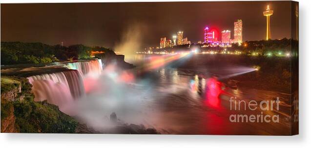 Niagara Falls Panorama Canvas Print featuring the photograph Niagara Falls Stunning Panorama by Adam Jewell