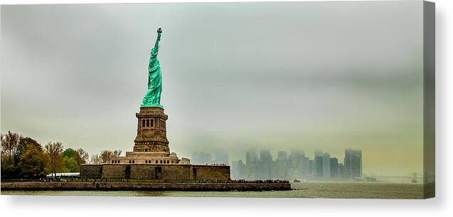 Statue Canvas Print featuring the photograph Overlooking Liberty by Az Jackson