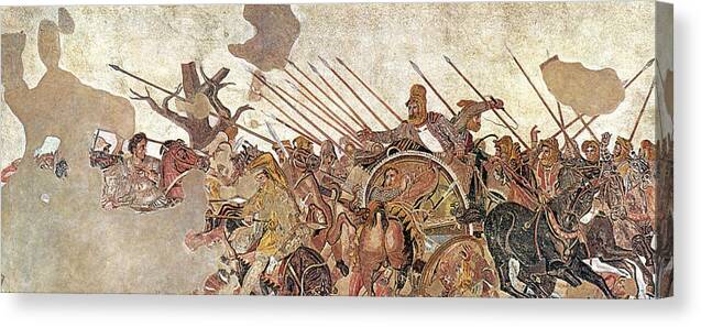 Archeology Canvas Print featuring the photograph Pompeii, Alexander Mosaic, Battle by Science Source