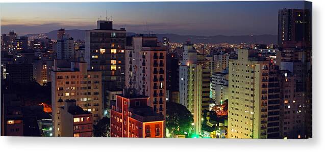 Edificio Canvas Print featuring the photograph Sao Paulo downtown at dusk by Carlos Alkmin