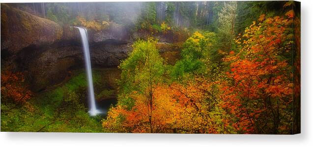 Silver Falls Canvas Print featuring the photograph Silver Falls Pano by Darren White