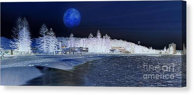 Photography Canvas Print featuring the photograph Snow at Sydney Beach - Artistic Impression by Kaye Menner