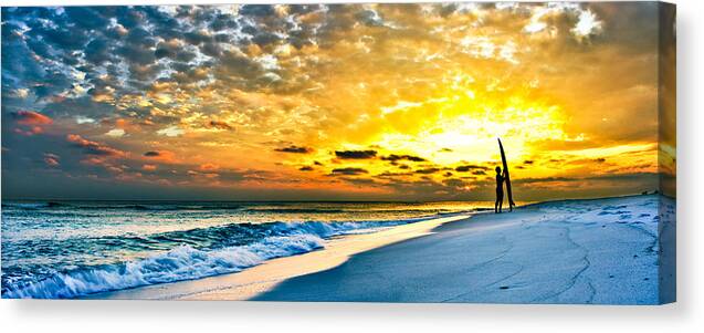 Sunset Canvas Print featuring the photograph Sunset Surfer by Eszra Tanner