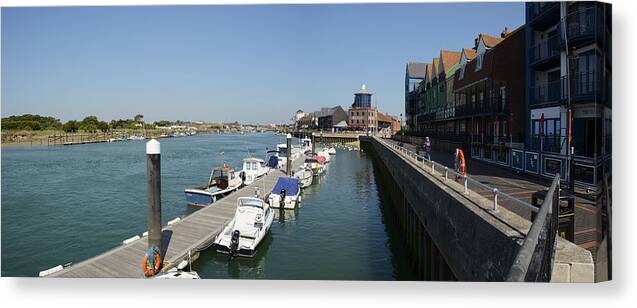 Panoramic Canvas Print featuring the photograph The River Arun at Littlehampton by Hazy Apple