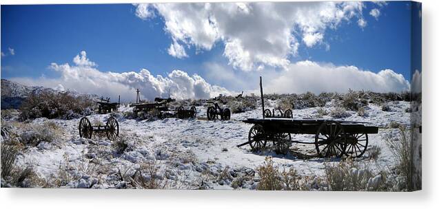 Wagons Canvas Print featuring the photograph Visiting The Wild West by Marilyn Diaz