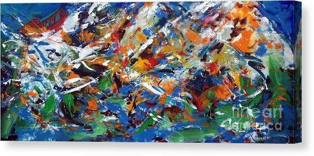 Abstract Landscape Canvas Print featuring the painting Where The Mountain Meets The Sea by Lidija Ivanek - SiLa