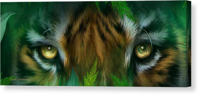 Tiger Canvas Print featuring the mixed media Wild Eyes - Bengal Tiger by Carol Cavalaris