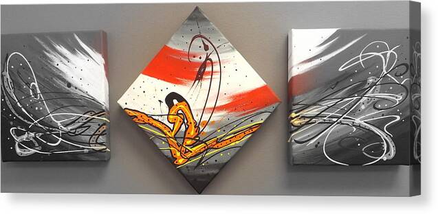 Windsurfer Canvas Print featuring the painting Windsurfer Spotlighted by Darren Robinson