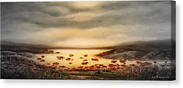Sunset Canvas Print featuring the painting Glory - Panoramic Sunset 2 by Gina De Gorna
