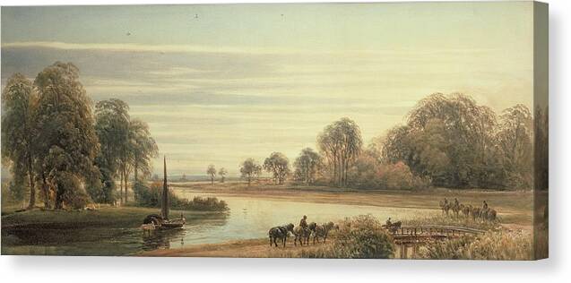 River Scene Canvas Print featuring the painting Walton on Thames by Peter de Wint