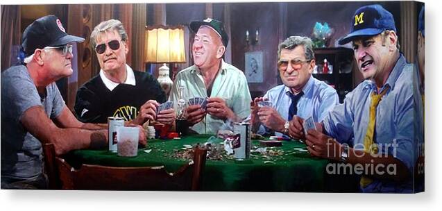 College Canvas Print featuring the mixed media 1970's Big 10 Coaches Playing Cards by William Smith