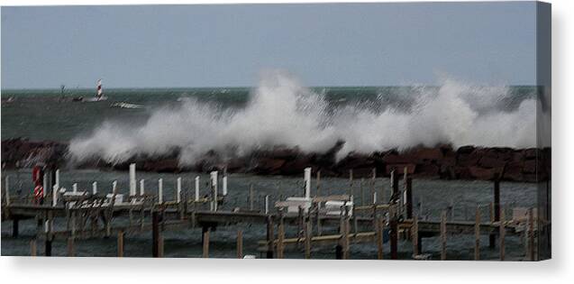 Breakwall Canvas Print featuring the photograph Breakwall #6 by Jean Wolfrum