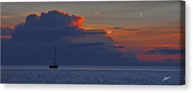 Nature Canvas Print featuring the photograph Alone at Sunset by Phil Jensen