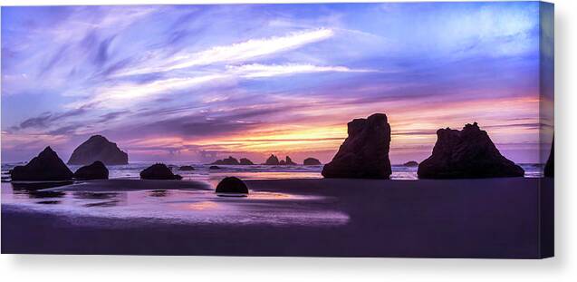 Landscapes Canvas Print featuring the photograph Bandon on Fire by Steven Clark