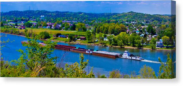 Movid Studios Canvas Print featuring the photograph Barge on the Ohio River by Jonny D