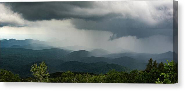 Blue Canvas Print featuring the photograph Blue Ridge Mountain Rain 2 by David Hart