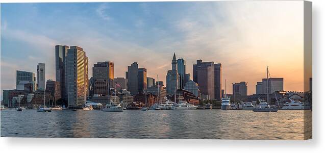 Boston Canvas Print featuring the photograph Boston Harbor Sunset by Brian MacLean
