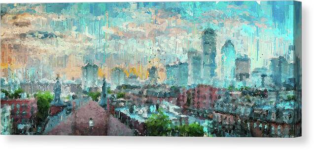Boston Canvas Print featuring the painting Boston, Panorama - 06 by AM FineArtPrints