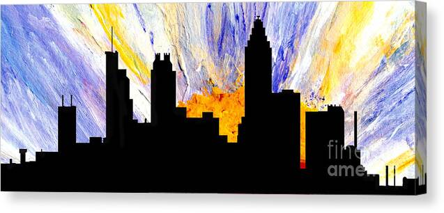 Abstract Canvas Print featuring the painting Decorative Abstract Skyline Atlanta T1115A1 by Mas Art Studio
