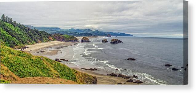  Canvas Print featuring the tapestry - textile Ecola State Park, OR by Dennis Bucklin