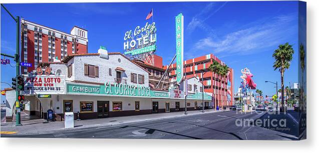 El Cortez Hotel Canvas Print featuring the photograph El Cortez Hotel on Fremont Street 2.5 to 1 Ratio by Aloha Art