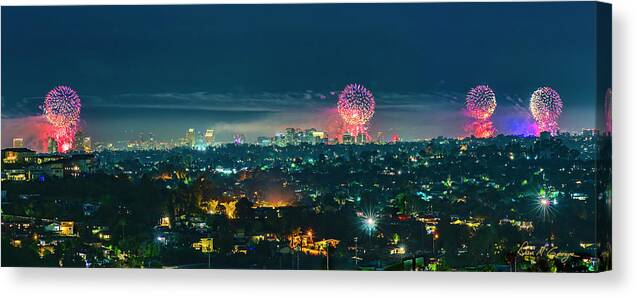Fireworks Canvas Print featuring the photograph Four for the Fourth by Dan McGeorge
