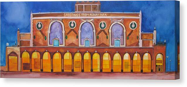 Memorabilia Canvas Print featuring the painting Greetings From Asbury Park by Patricia Arroyo