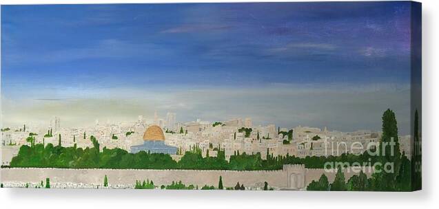 Jerusalem Canvas Print featuring the painting Jerusalem Skyline by Karen Jane Jones